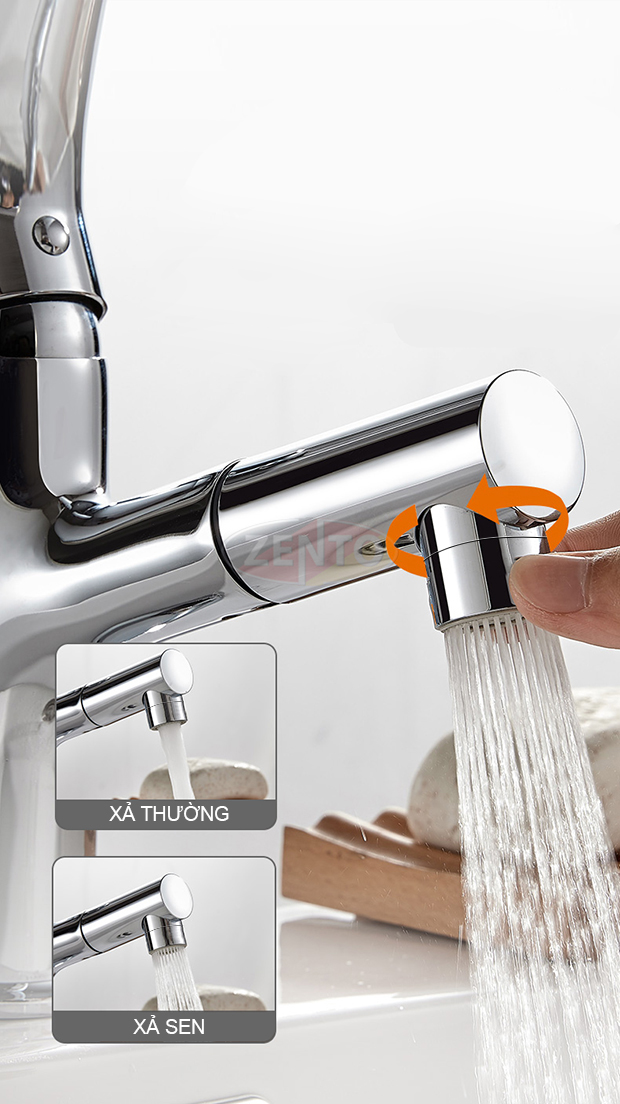Vòi lavabo nóng lạnh Pulldown Spray ZT2130-C