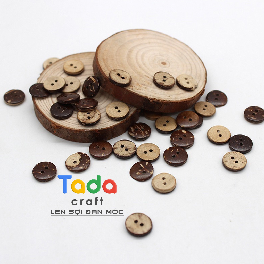 Nút gỗ dừa dùng kết đính trang phục làm đồ handmade nhiều size
