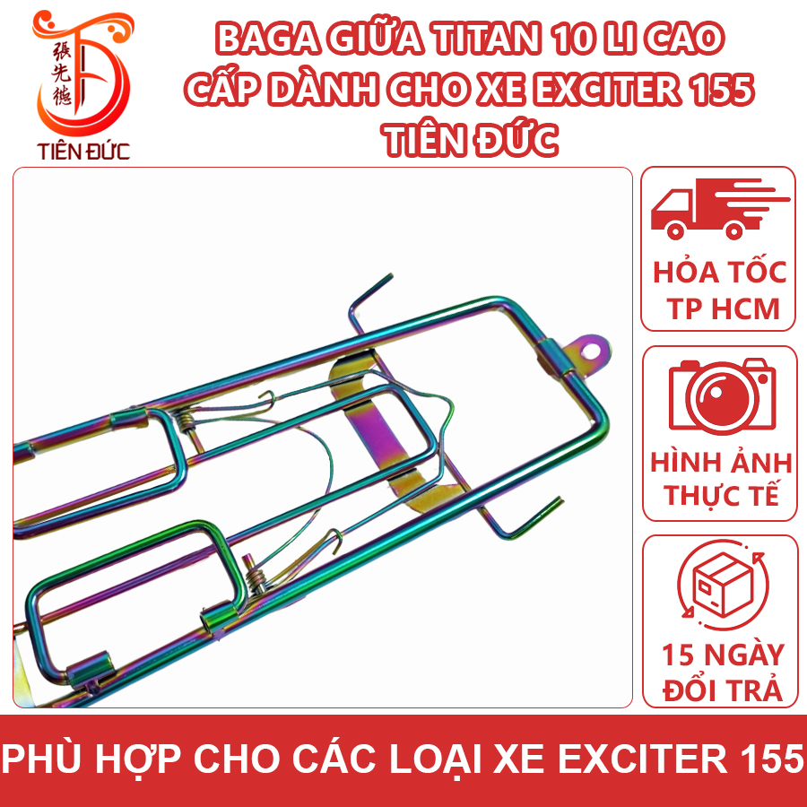Baga giữa 10 li Exciter 155 Inox 7 Màu Titan Ba ga Lượn Ex155 Ex 155