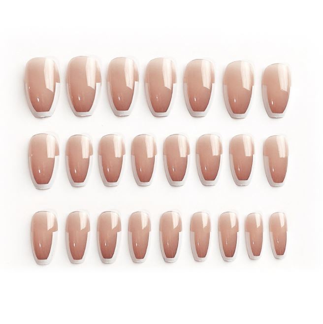 [HCM]Bộ 24 Móng Tay Giả Nude viền bạc
