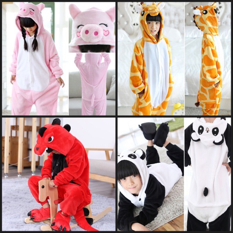 Bộ áo liền quần bằng lông hình thú cho bé 3-12 tuổi - nhiều mẫu - body thú - Mt1700