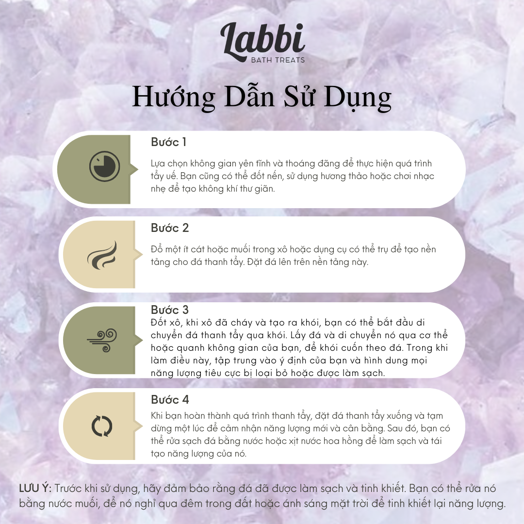 [Labbi] Combo xô đốt thu hút sức mạnh [ĐÁ THẠCH ANH TÍM]