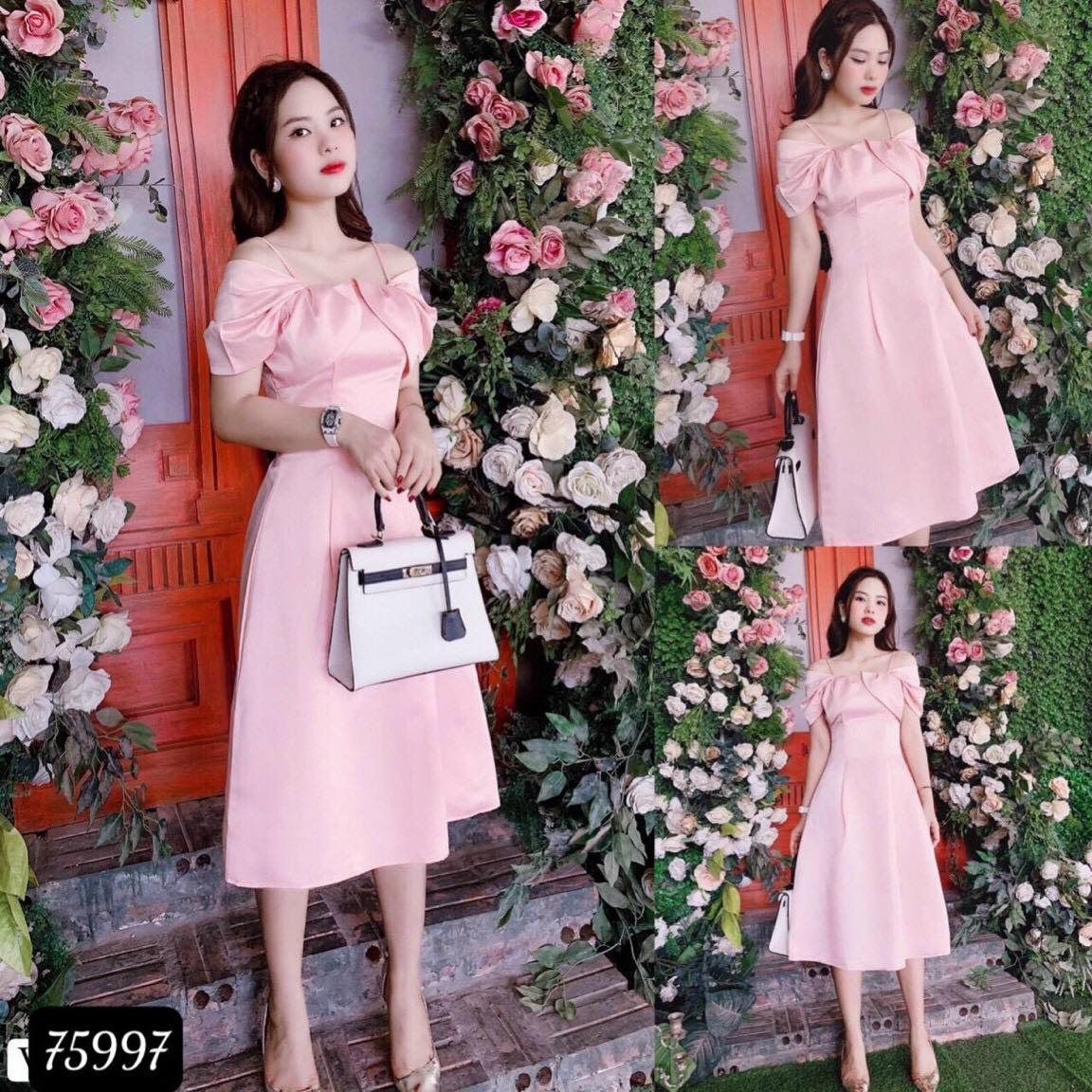 [HCM]Đầm xòe 2S trễ vai dễ thương thanh lịch