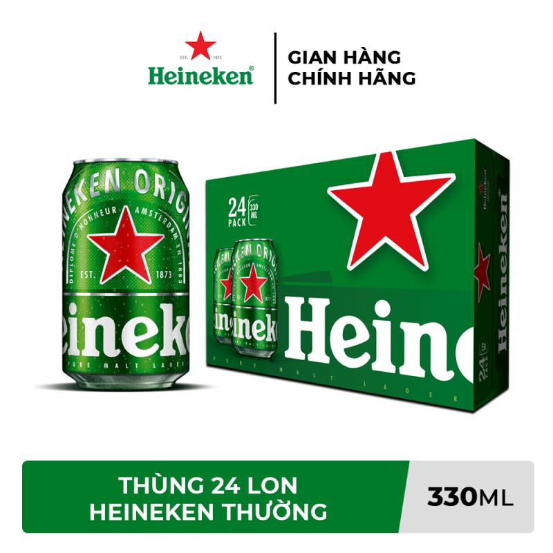 [TRỢ SHIP 38K + VOUCHER 10K] Thùng 24 lon bia Heineken 330ml/lon