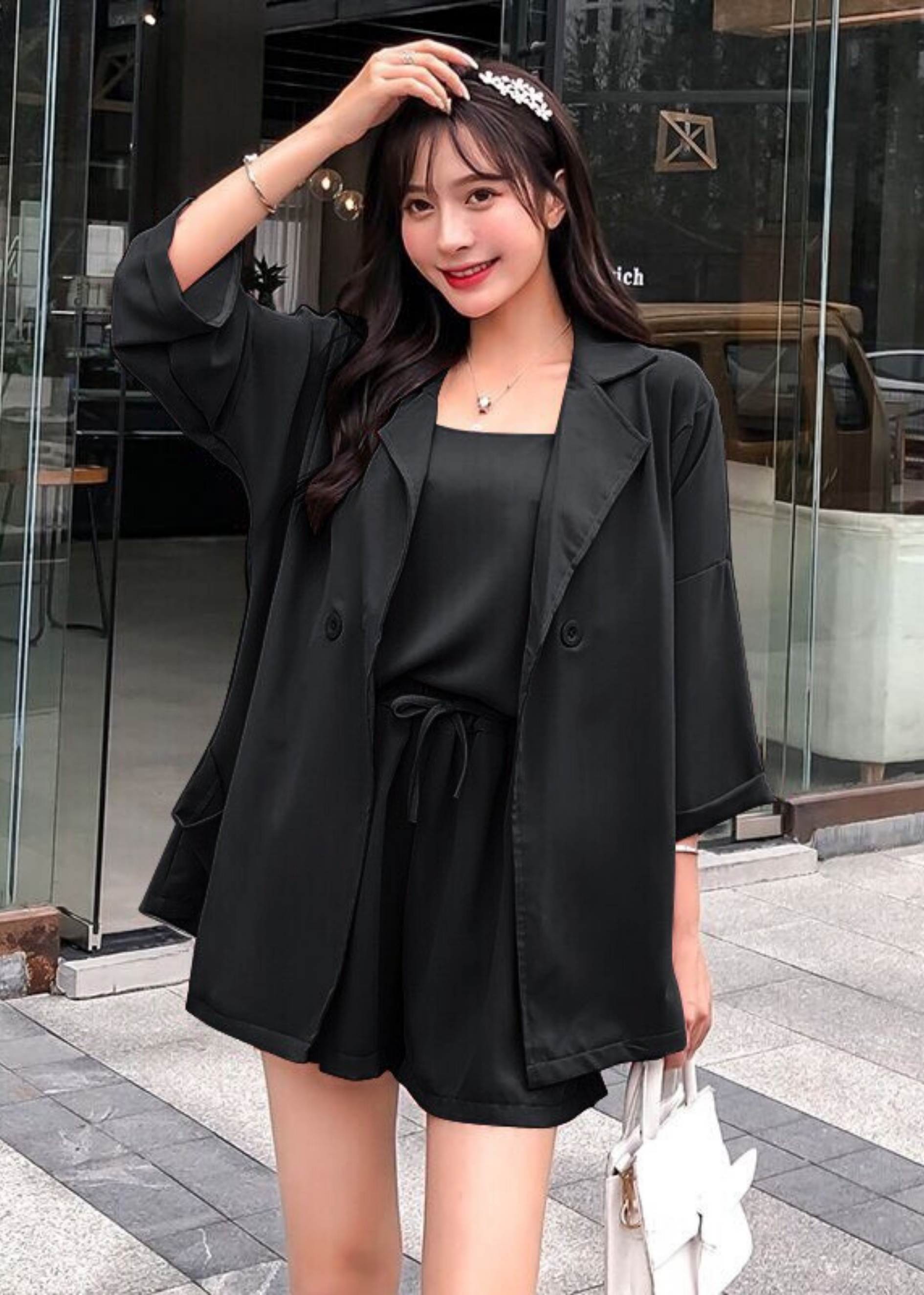 SET BỘ VEST 3 MÓN NỮ (QUẦN ĐÙI+ÁO NỮ+ÁO KHOÁC VEST)
