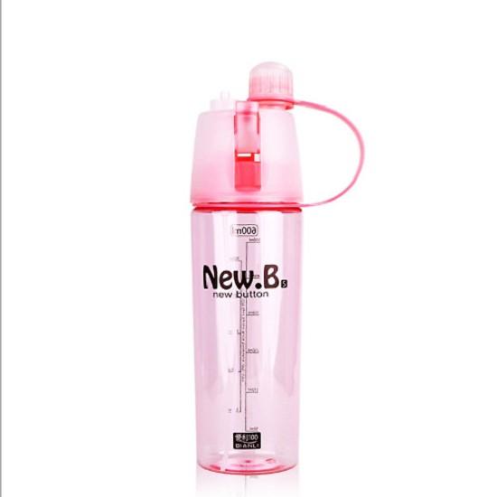 Bình nước thể thao có đầu xịt phun sương thể tích 600ml, bình nước thể thao phun sương 2 in 1 newb 600ml có vòi xịt, bình nước tập gym, đạp xe dã ngoại