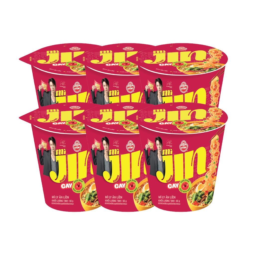 Combo 6 Ly Mì Jin Cay Hàn Quốc Otoki 65gx6