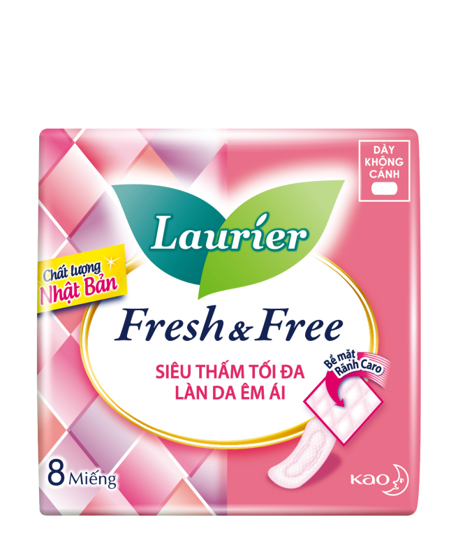 [HCM]Combo 6 gói Băng Vệ Sinh Laurier Fresh&Free Dày Không Cánh 8 Miếng Nhập Khẩu Thái Lan nhập khẩu