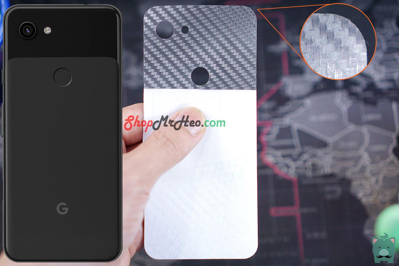[HCM]Bộ 3 Skin Dán Mặt Sau Lưng Vân 3D Google Pixel 3A - Pixel 3A XL - Carbon Hình hộp Nhám