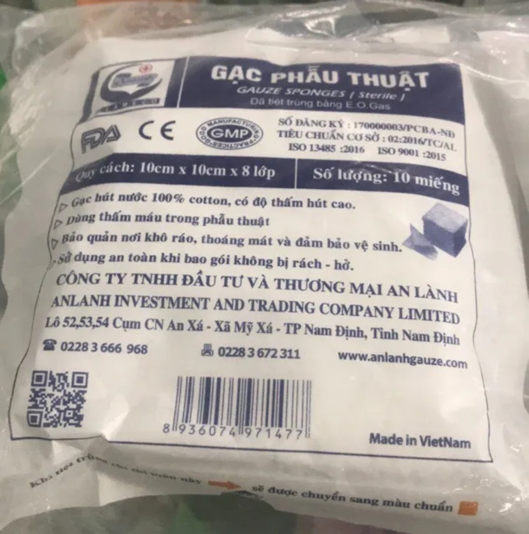 Combo 10 gói gạc y tế, gạc phẫu thuật An Lành 10cmx10cmx8 lớp