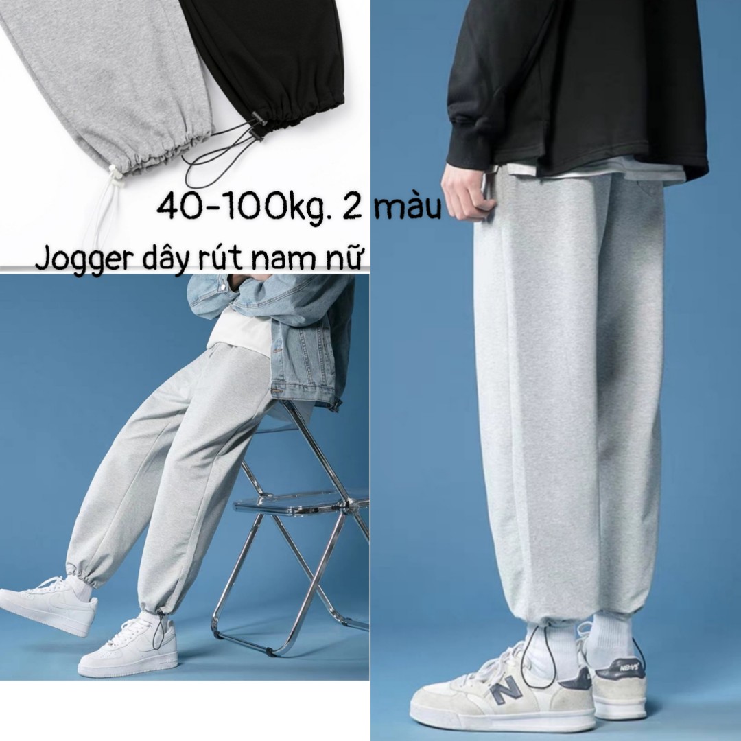 40-100kg Quần nam nữ thời trang bigsize unisex lai thun dây rút mặc được 2 kiểu