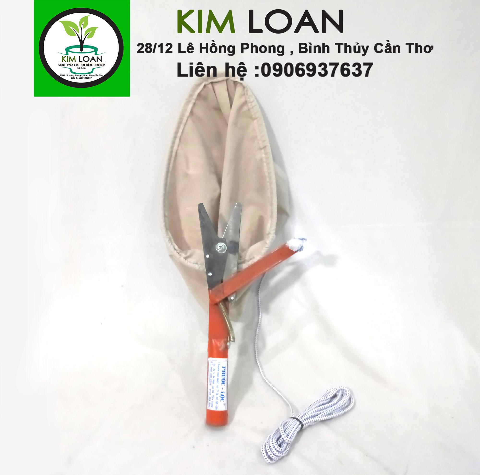 Vợt hái trái gọng sắt có kéo cắt cuốn điều khiển bằng dây