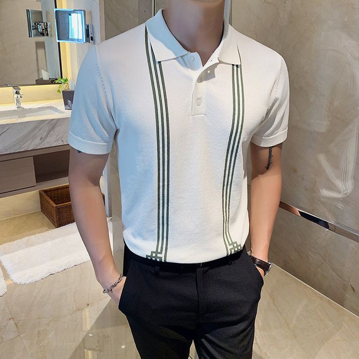 Áo thun polo nam cổ bẻ hoạ tiết kẻ phối màu cực phong cách, nam tính