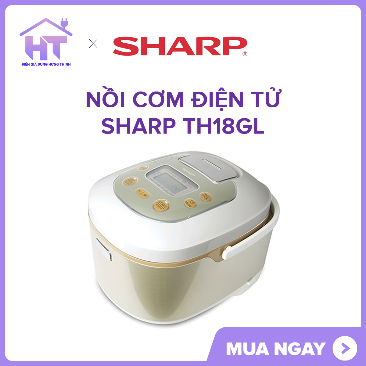 Nồi cơm điện tử SHARP TH18GL (MỚI 100%) có 9 chế độ nấu tự động. Nồi có 3 mâm nhiệt, giúp nấu cơm chín đều, dẻo.Bảo Hành 12 tháng