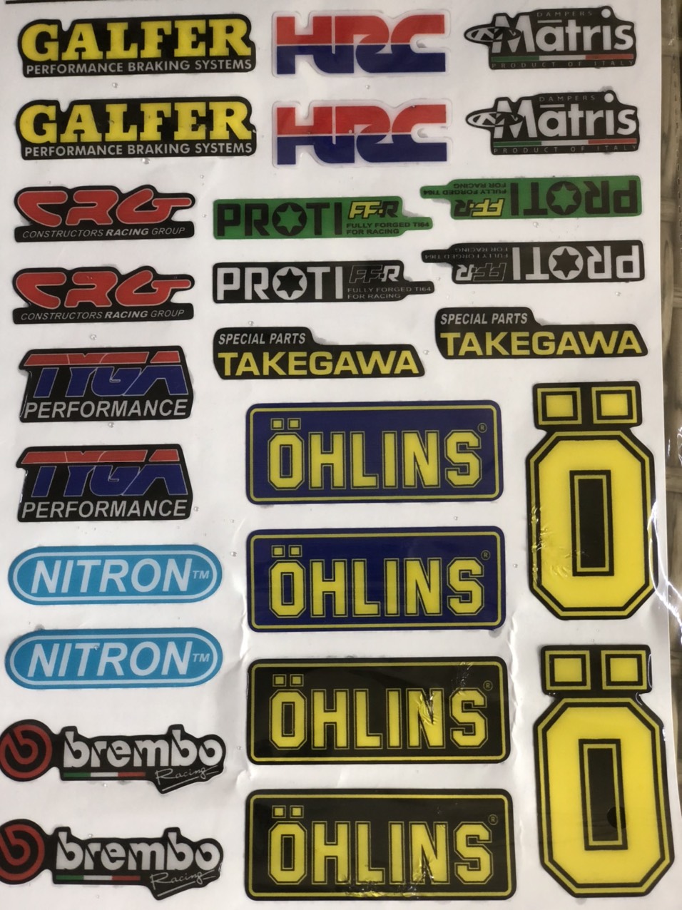 Tấm Tem Nổi Galfer,HRC,Matris,Ohlins,Nitron,CRG Mã HN080