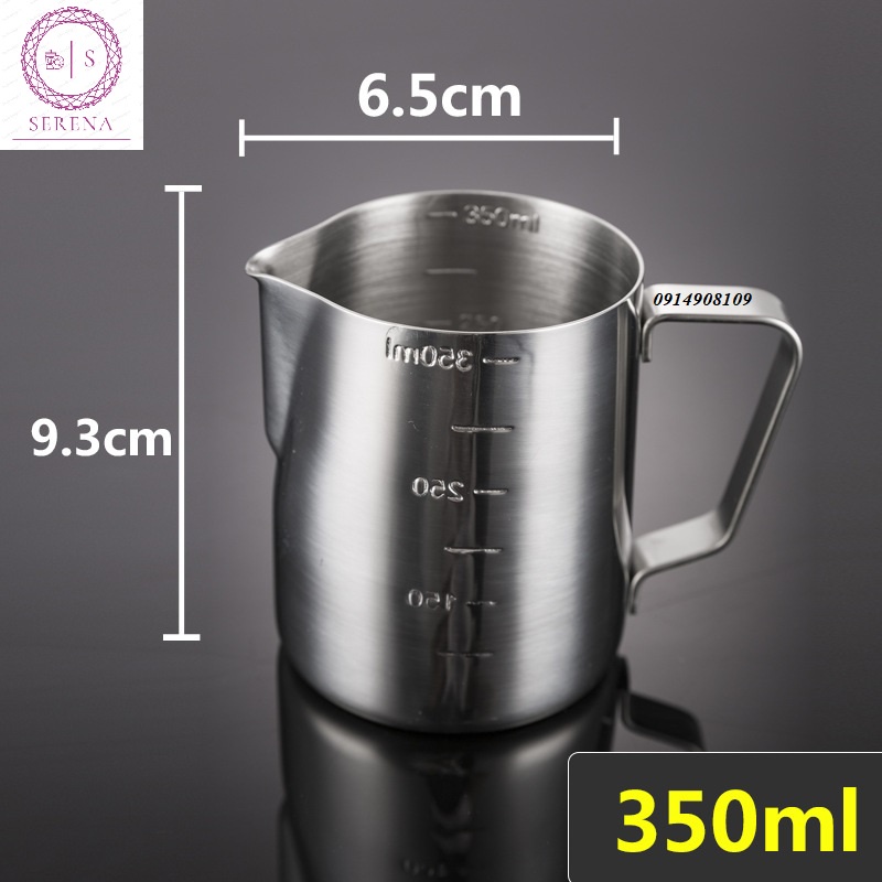 Ca đánh sữa inox (có vạch chia) 350ml - 550ml - 900ml ( inox 304)