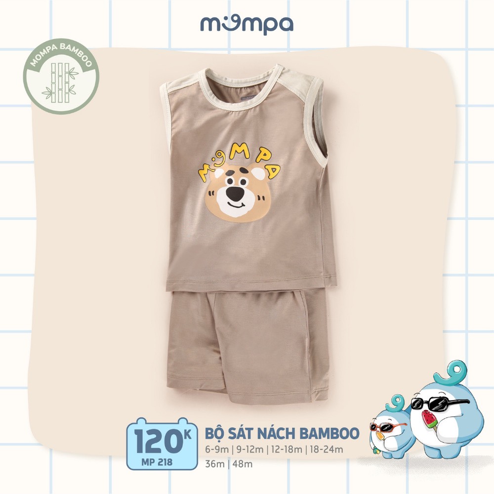 MP218 - Bộ quần áo ba lỗ Mompa vải bamboo mỏng mịn, thoáng mát