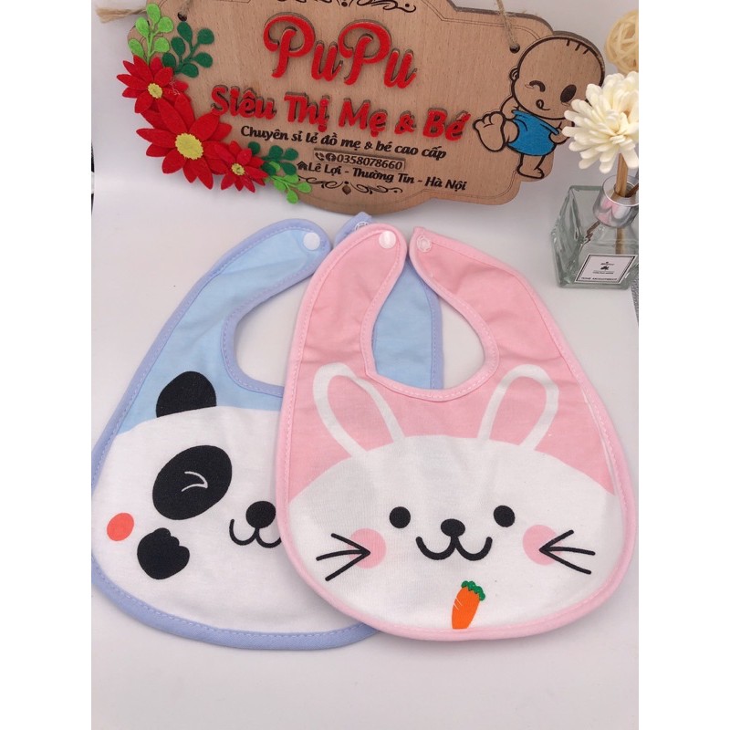 Yếm Ăn Dặm 2 Lớp Có Cúc Bấm Cho Bé