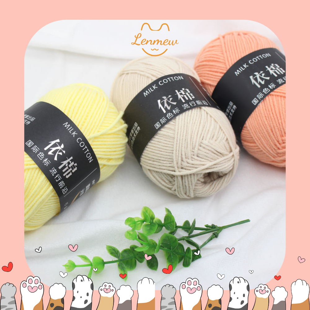 Len Milk Cotton 50G - Cuộn Len Sợi Cotton (Màu 01 - 50)