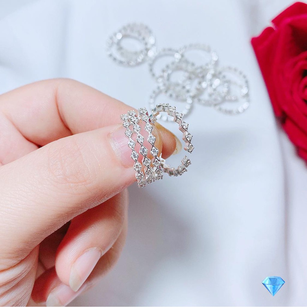 nhẫn zích zắc bạc ta hở free size cho nữ