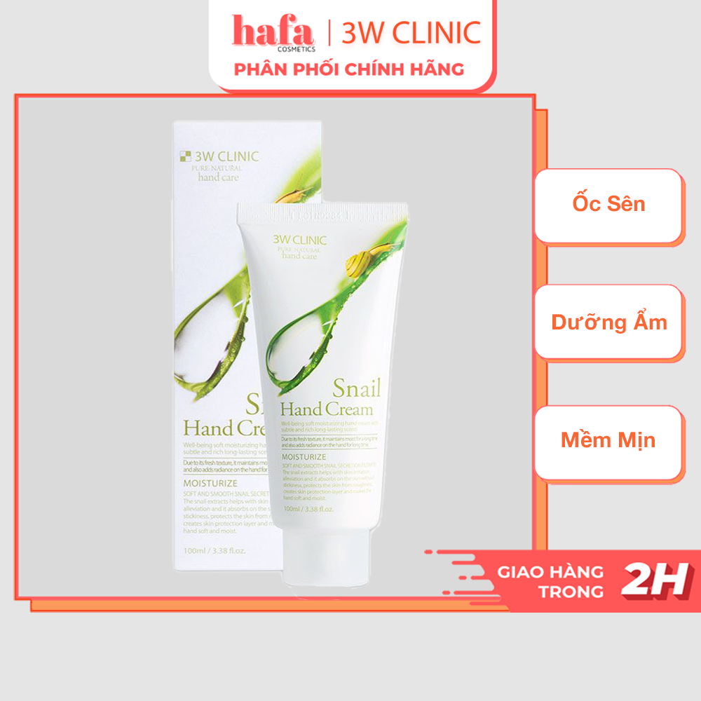 Kem Dưỡng Da Tay Chiết Xuất Ốc Sên 3W Clinic Snail Hand Cream 100ml _ 3W Clinic Chính Hãng