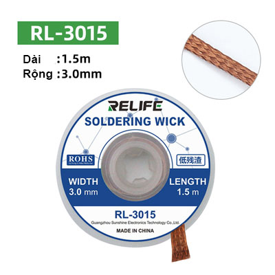 Dây hút thiếc, hút chì RELIFE RL-3015 3.0mm*1,5m