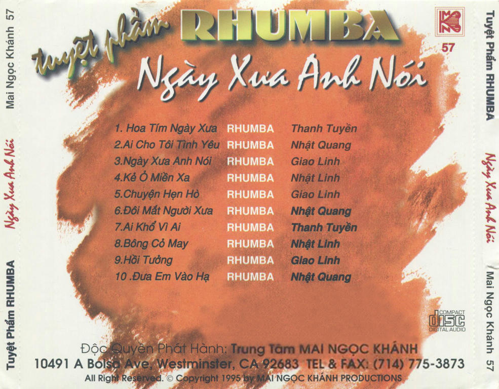 Ngày Xưa Anh Nói (Mai Ngọc Khánh CD057)
