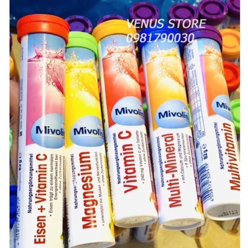 Viên sủi vitamin tổng hợp Mivolis nội địa Đức đủ loại vị trái cây tăng đề kháng - Tuýp 20 viên nhập khẩu
