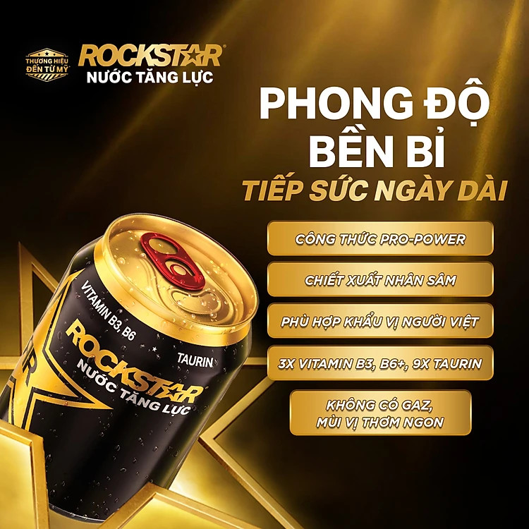 [SALE 6.6] Thùng 24 Lon Nước Tăng Lực Rockstar (250ml/lon)