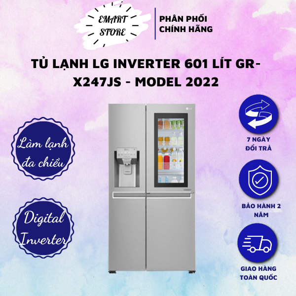 Tủ Lạnh LG Inverter InstaView Door-In-Door 601 Lít GR-X247JS - Bảo Hành 24 Tháng - Hàng Chính Hãng