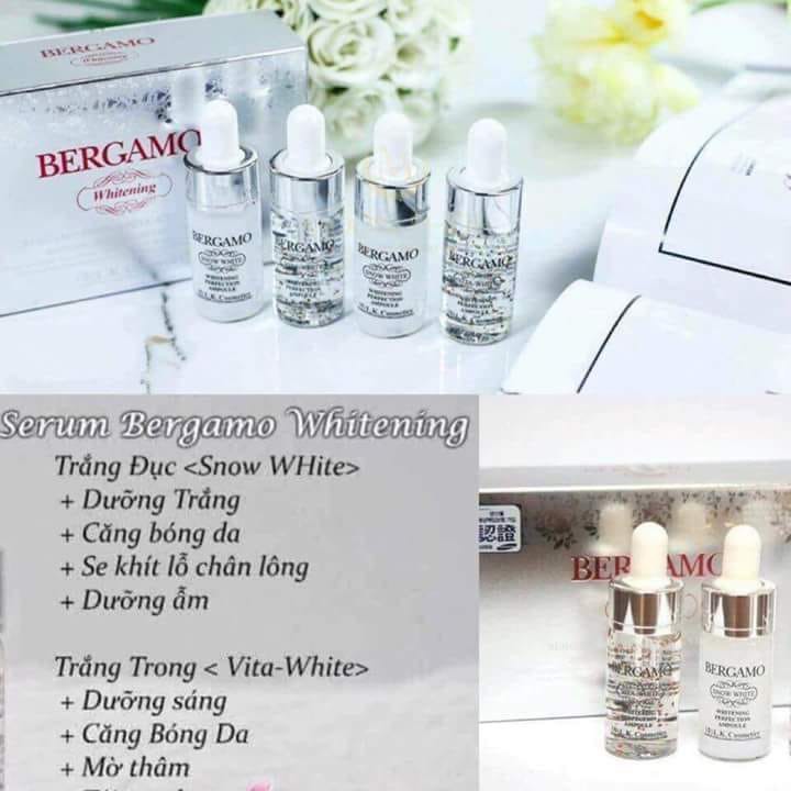 Set 4 chai Serum dưỡng trắng da Bergamo