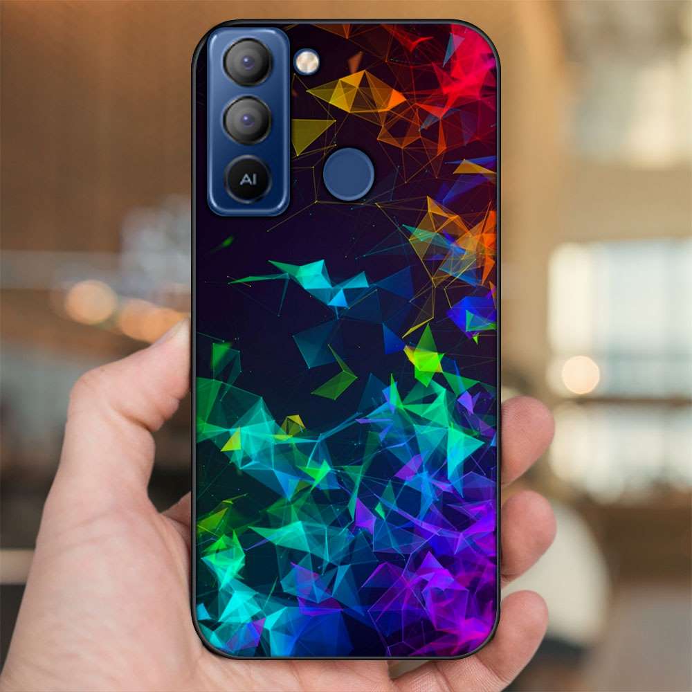 Ốp lưng Tecno Spark 7 viền đen in hình 3D Gaming Rực Rỡ