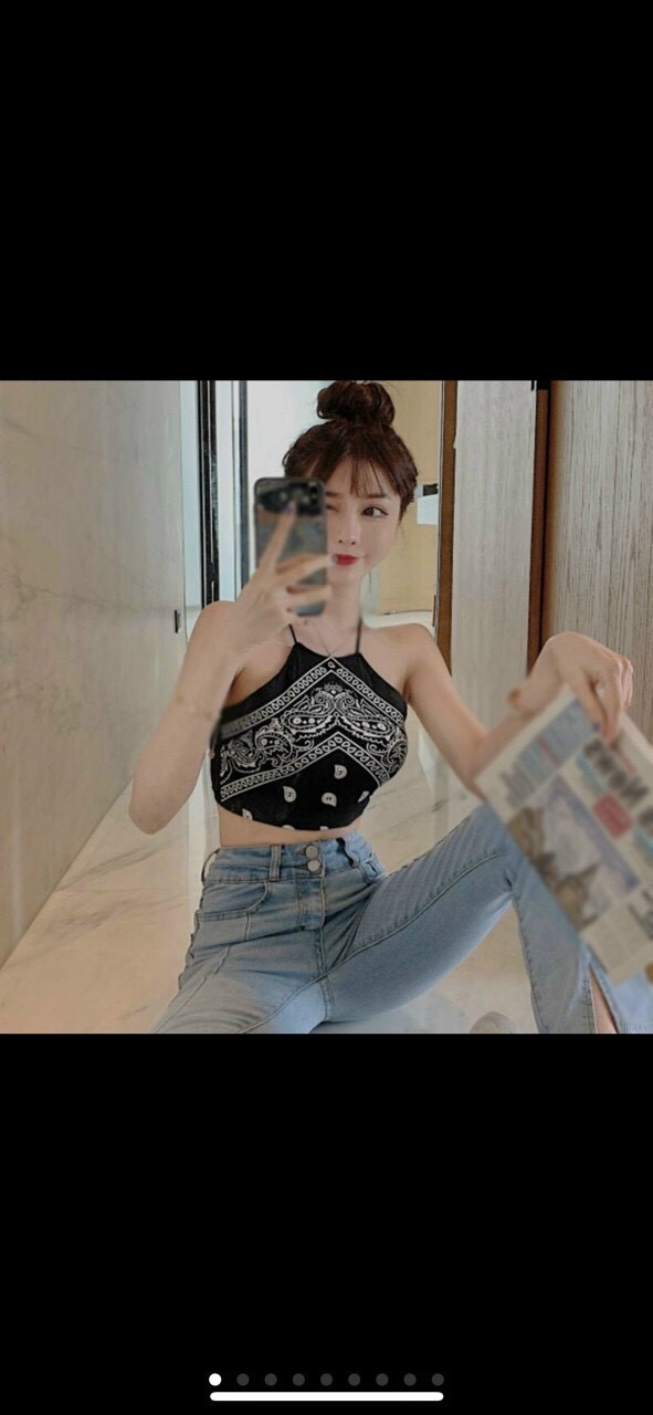Áo yếm thổ cẩm - thun bo mềm mịn - thích hợp mặc vào mùa hè đi biển