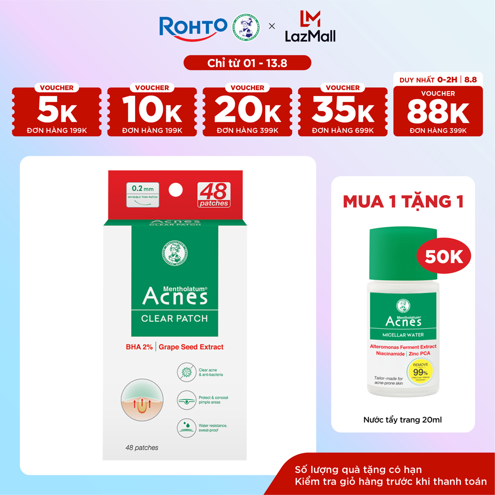 Acnes Clear Patch Helps Reduce Acne and Inflammation (48 Pieces)