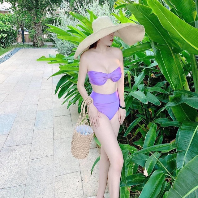 [HCM]Bikini màu tím siêu hot quần cạp cao