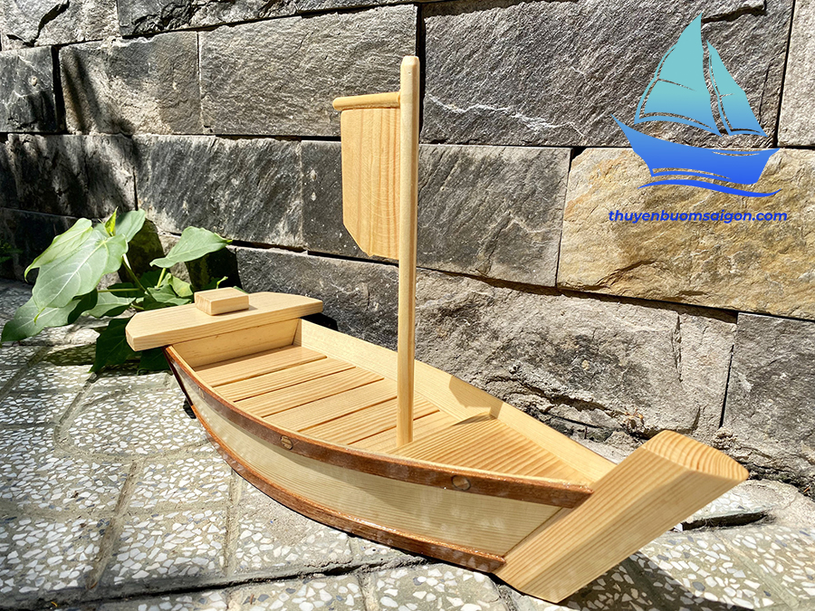 Thuyền gỗ sushi sashimi 55cm trang trí decor BBQ, Buffet