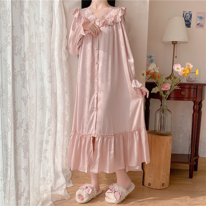 Váy ngủ lụa phối ren quảng châu tiểu thư