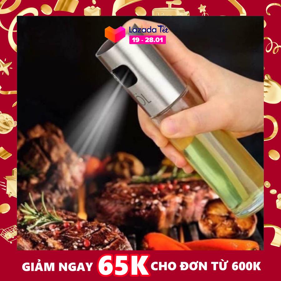 Chai xịt dầu ăn, nước mắm, dấm và các gia vị dạng lỏng bằng thủy tinh, nắp inox siêu bền, dung tích 100ml