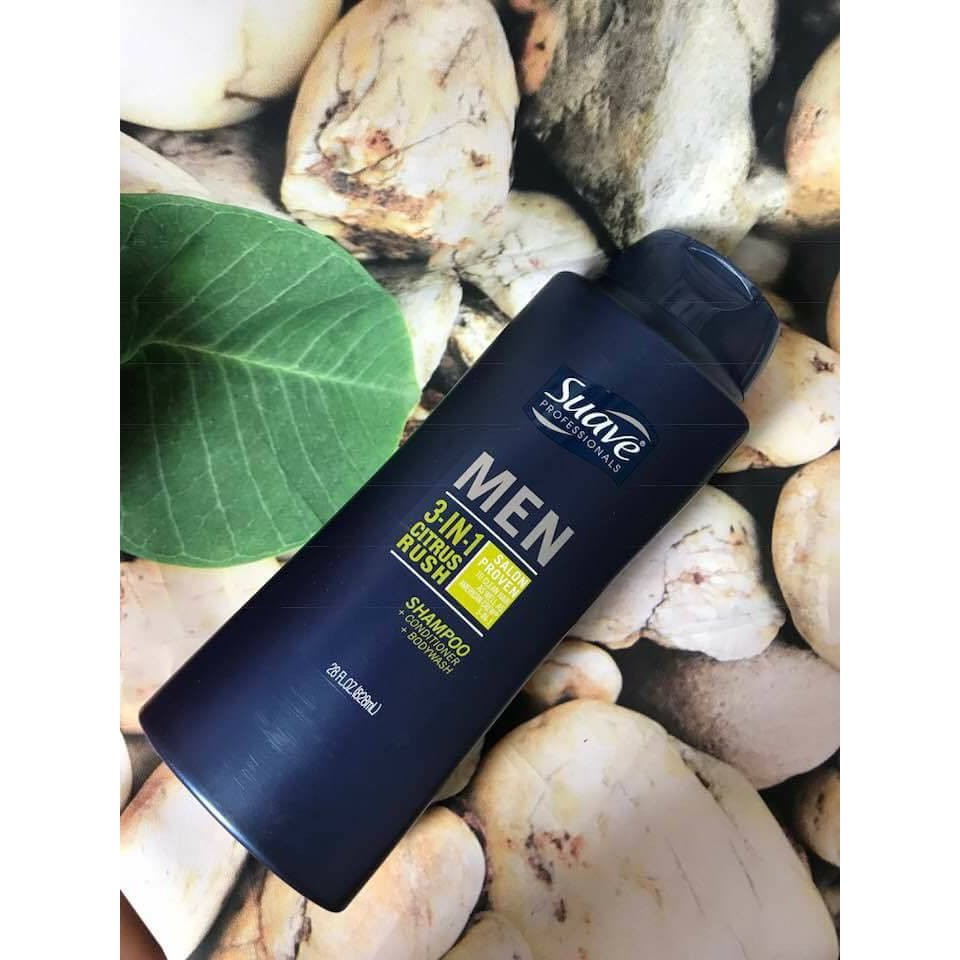 Dầu Gội – Xả – Sữa Tắm Suave Men 3 in 1