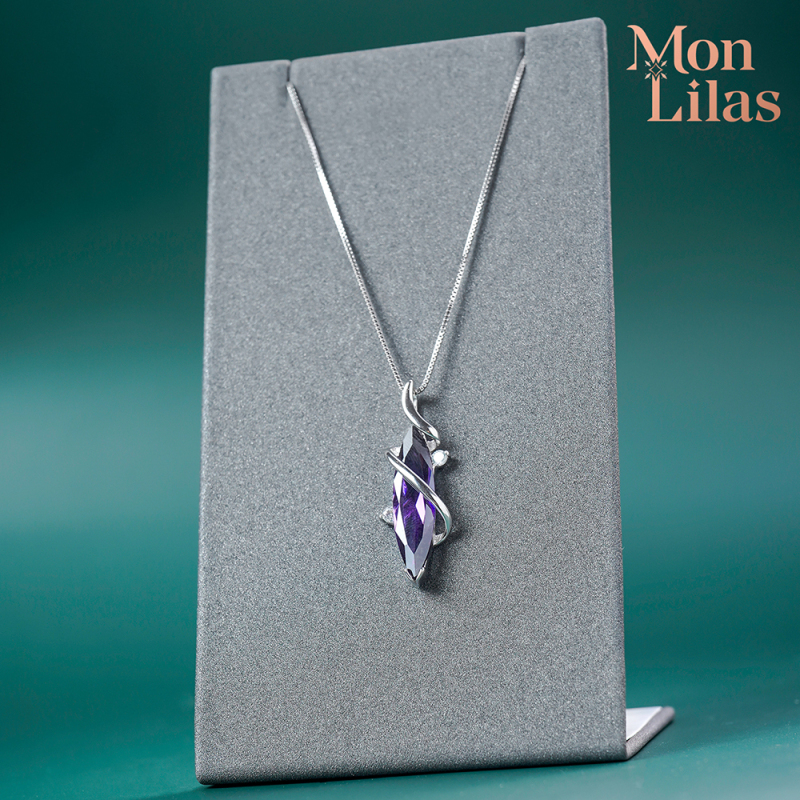 Dây chuyền bạc nữ mặt đính đá tím đẹp cách điệu D0420001 - Trang Sức Mon Lilas