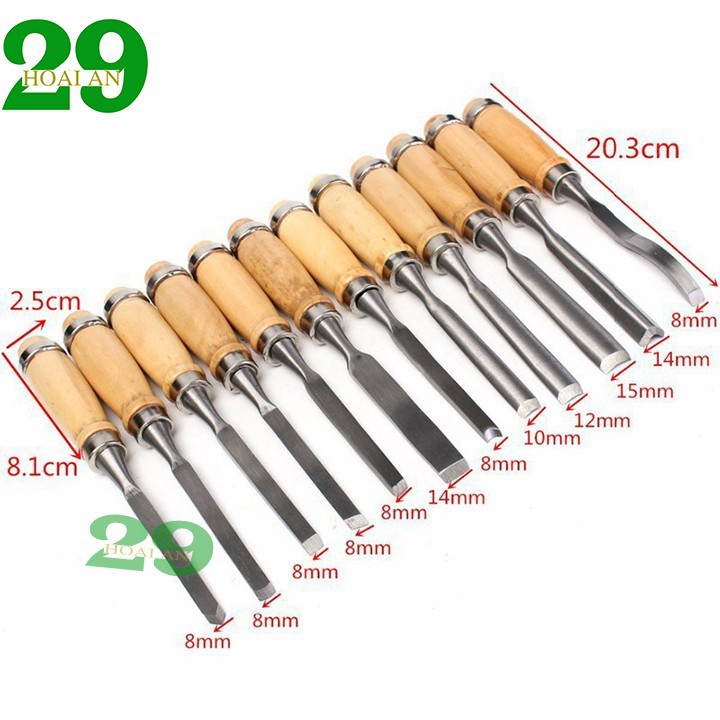 Bộ đục gỗ 12 món - Dụng cụ điêu khắc gỗ