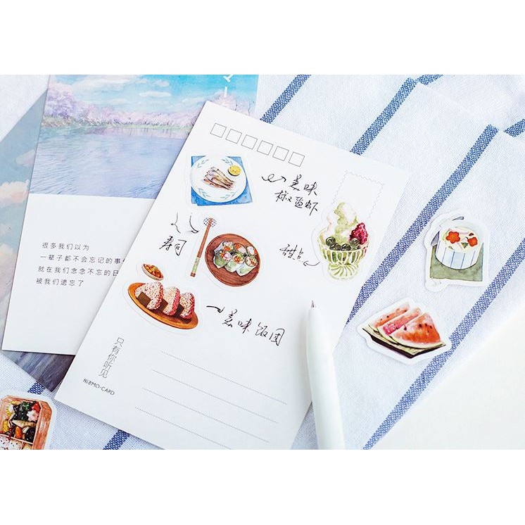 Bộ 46 Sticker Món Ăn Hàn Quốc dán trang trí E27