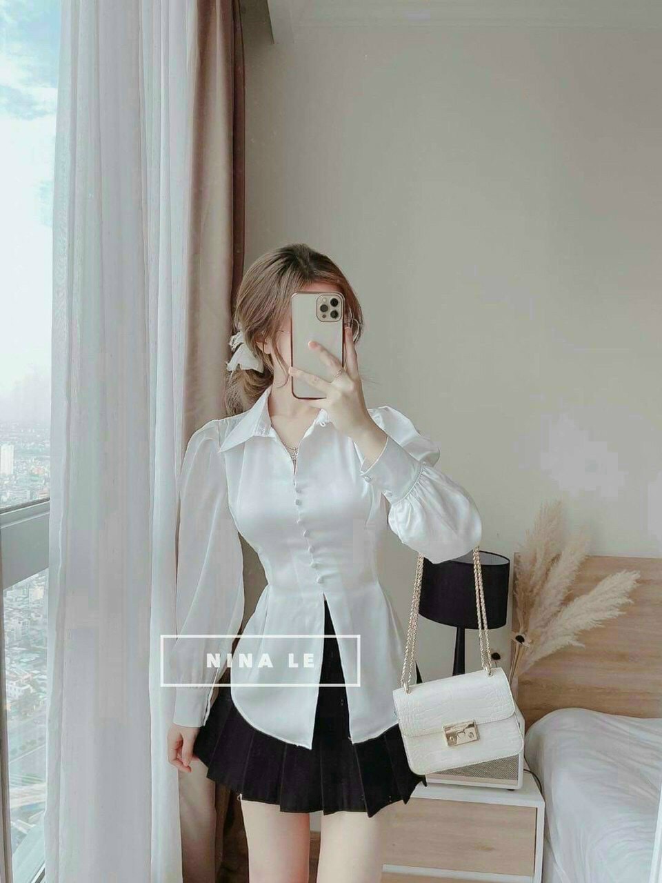 Áo sơ mi lụa kiểu siêu hót-KN #aosominu
