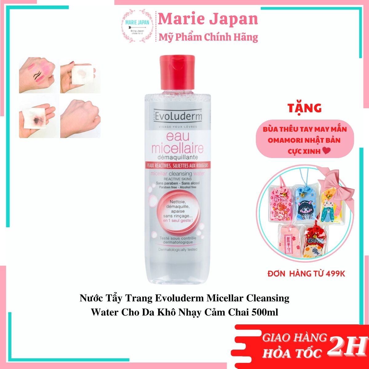 Nước Tẩy Trang Evoluderm Micellar Cleansing Water Da Khô Nhạy Cảm 500ml