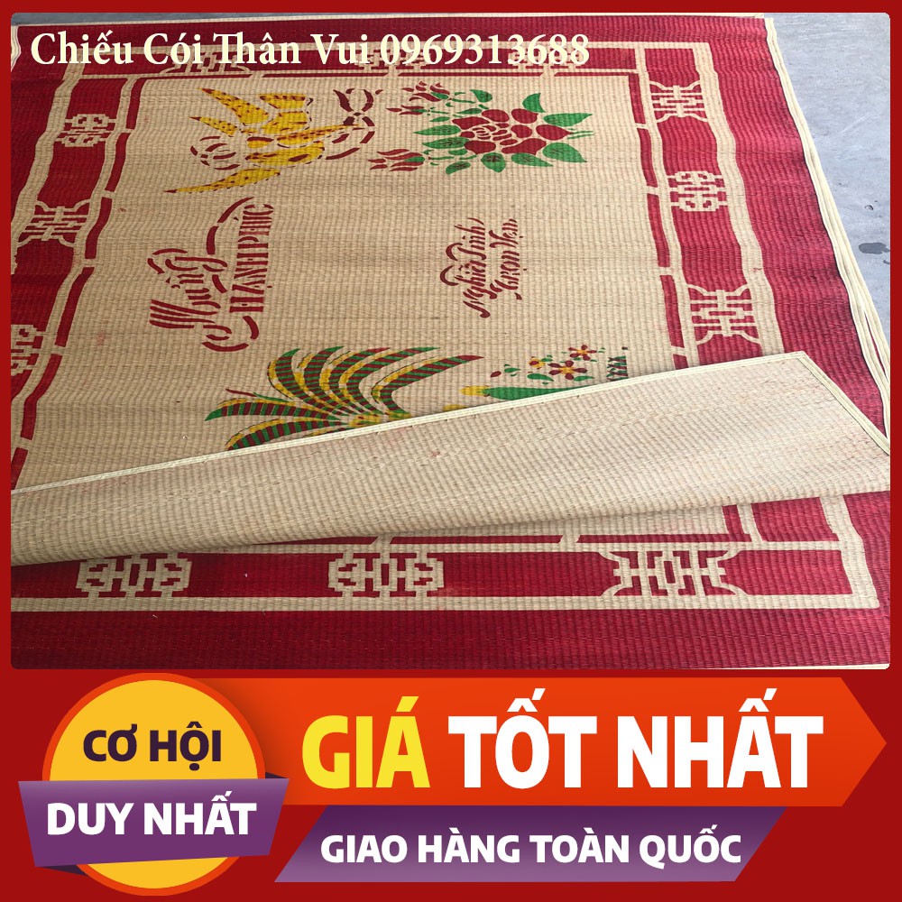 Chiếu Cói Chiếu Thái Bình In Dừa  0,8x1m9