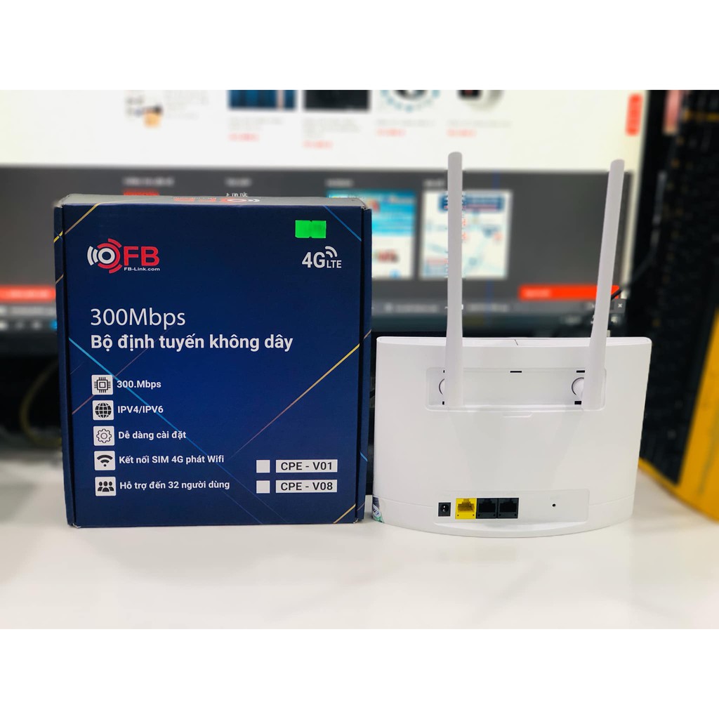 Bộ Router Wifi 4G LTE FB-Link CPE-V01 (2 Anten - Chuyên dùng xe khách - 32 user - 3 port)