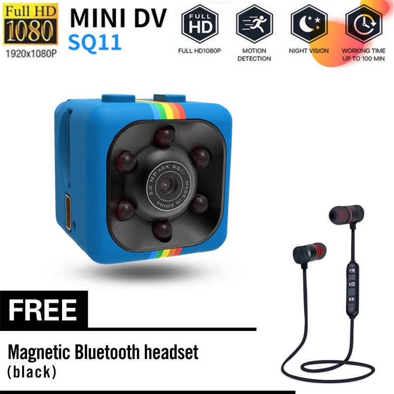 Camera mini SQ11 HD 960P, camera ghi hình cỡ nhỏ cảm biến chuyển động ban đêm, máy quay phim siêu nhỏ DVR DV với tai nghe Bluetooth miễn phí