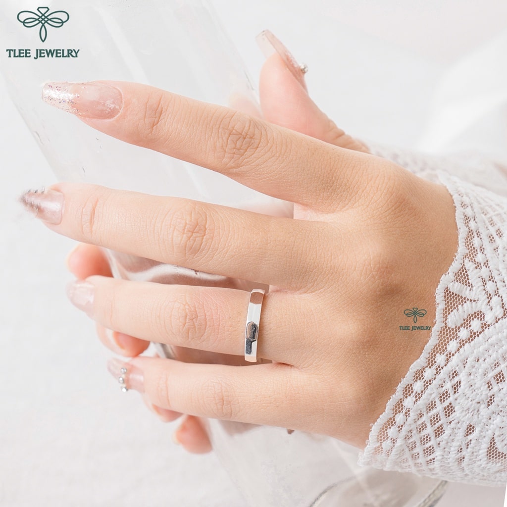 Nhẫn bạc TLEE đa giác dày dặn basic TleeJewelry A0276