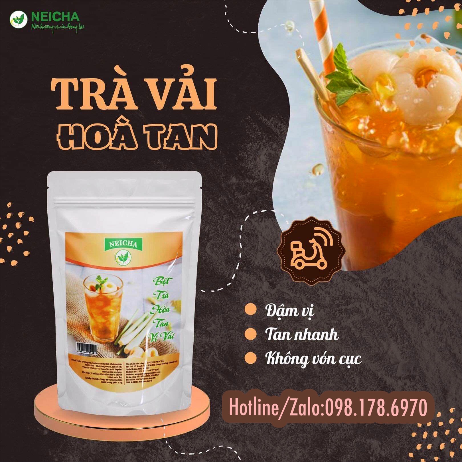 (Gói 1kg)Trà Vải Hòa Tan. PHA SẴN SIÊU NHANH, thơm ngon đúng vị.