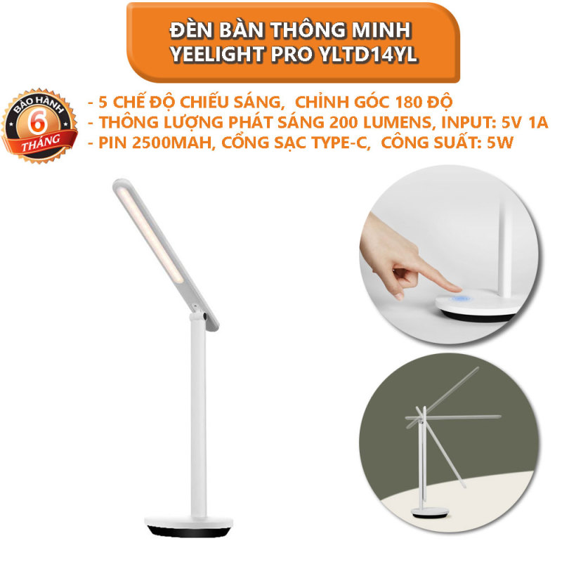 Đèn bàn thông minh Xiaomi Led Yeelight Pro YLTD14YL Pin 2500mAh, bảo vệ mắt - Bảo hành 6 tháng
